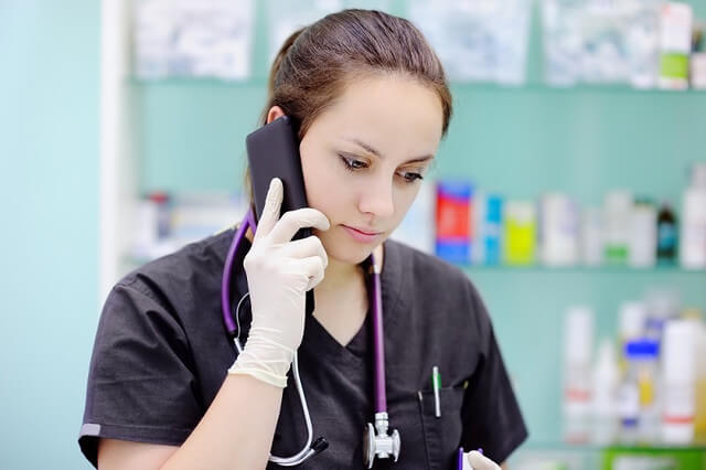 Medical Nurses talking on her cell phone