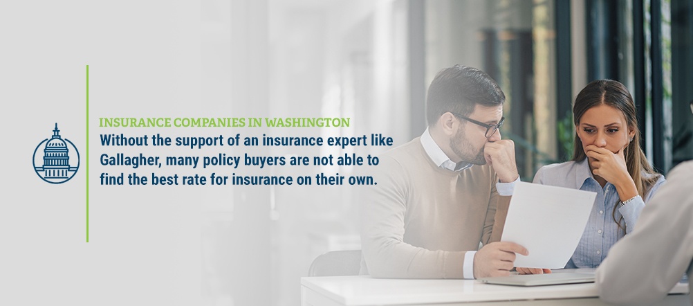 Insurance Companies in Washington without the support of an insurance expert like gallagher, many policy buyers are not able to find the best rate for insurance on their own