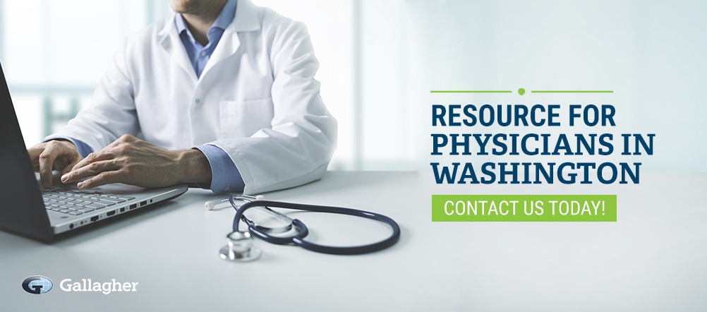 Resource for Physicians in Washington physician searching for medical malpractice insurance on computer